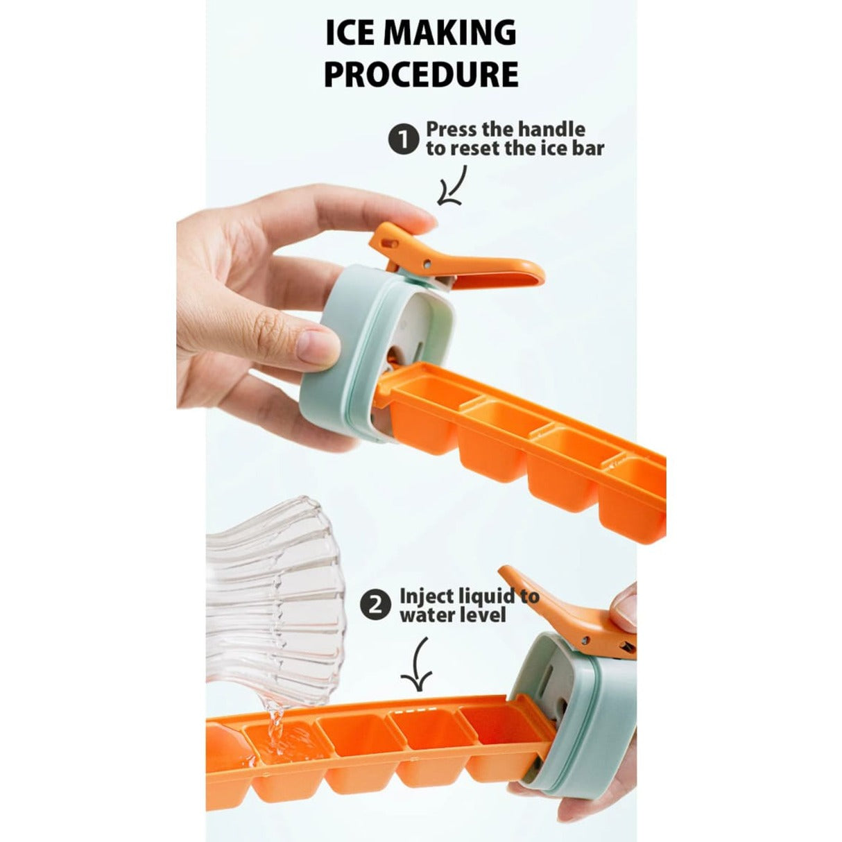 A Person is Showing the Steps in Using Creative Ice Cube Tray.