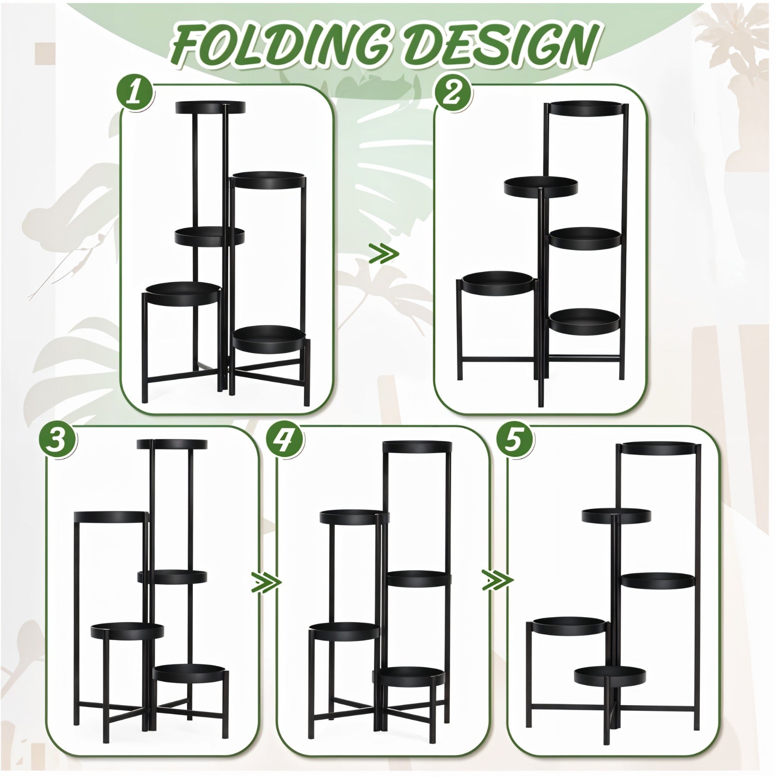 Different Folding Design of Creative Multi-Tier Metal Plant Stand.