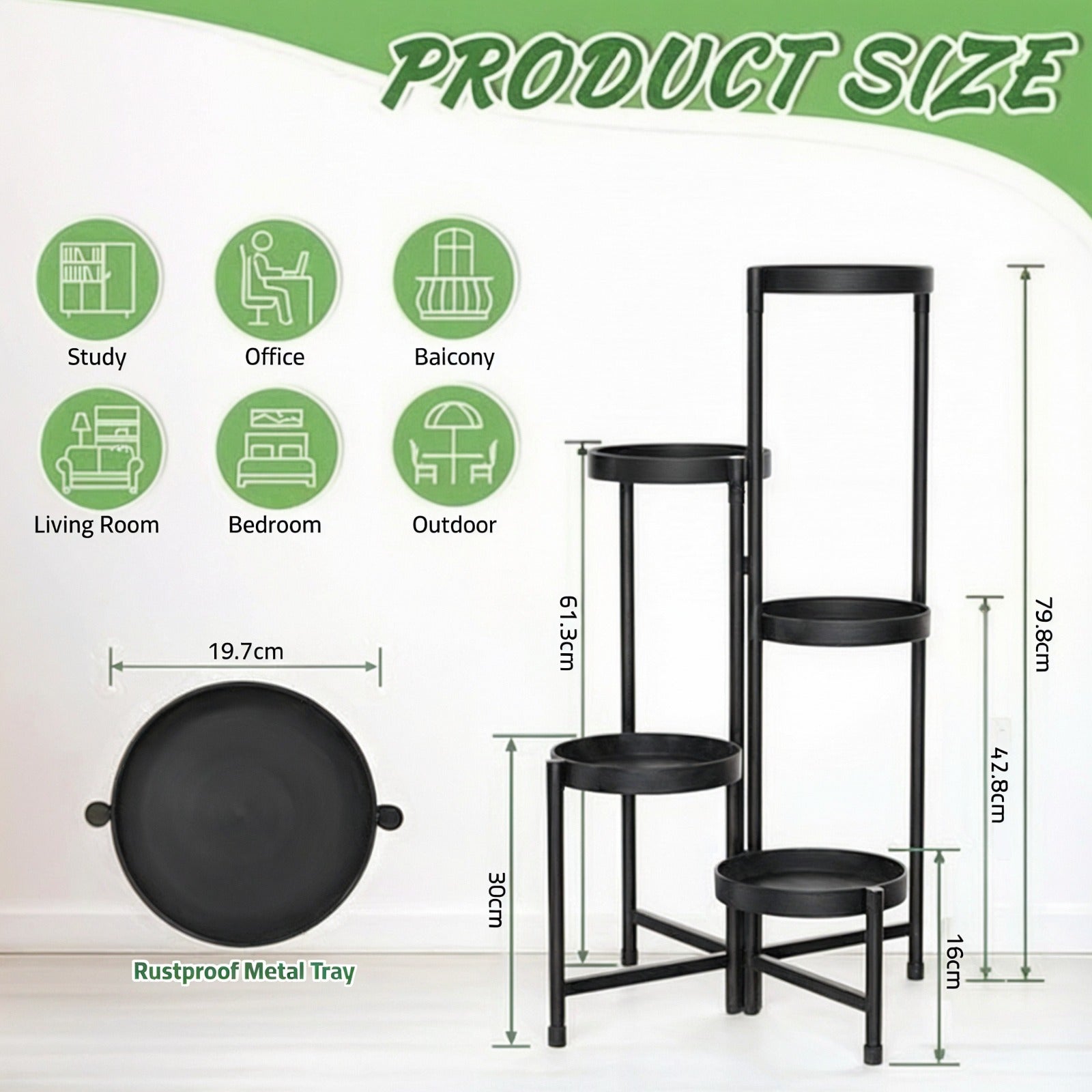 Size Details of Creative Multi-Tier Metal Plant Stand.