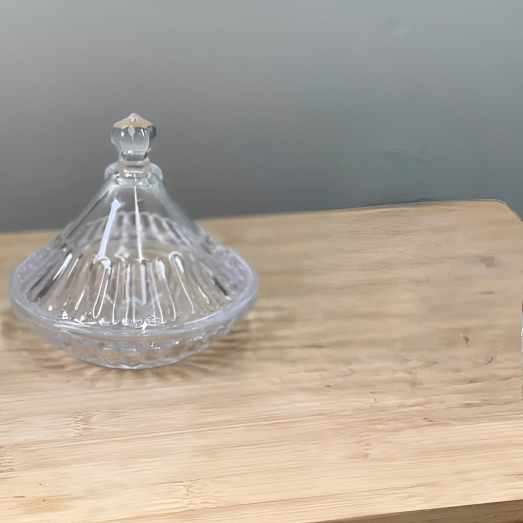 Crystal Clear Glass Candy Jar with Lid, Dry Fruit, Snacks, Dessert Serving Bowl Crystal Clear Glass Candy Jar with Lid, Dry Fruit, Snacks, Dessert Serving Bowl