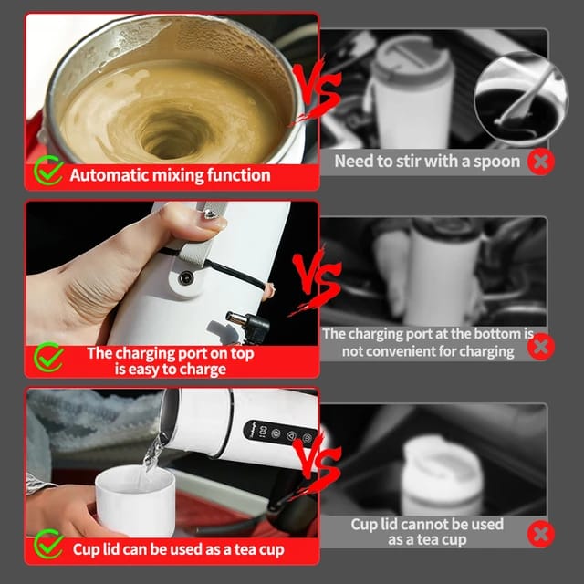 Portable Coffee and Tea Car Heating Bottle Cup - Electric Kettle with Automatic Stirring Portable Coffee and Tea Car Heating Bottle Cup - Electric Kettle with Automatic Stirring