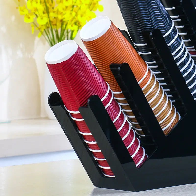Cup Storage Rack Stand, 4 Compartment Cup Holder, Disposable Paper Cup