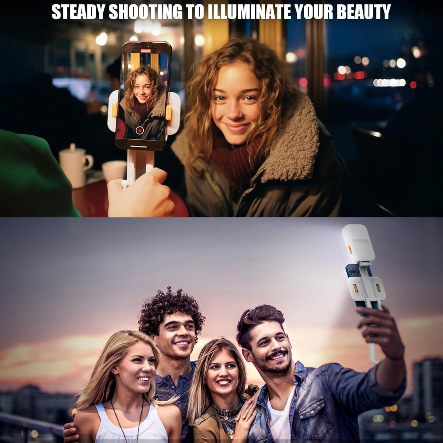 A Gang is using D2 Pro LED Live Streaming Light Mobile Phone Holder for Taking videos and selfies.