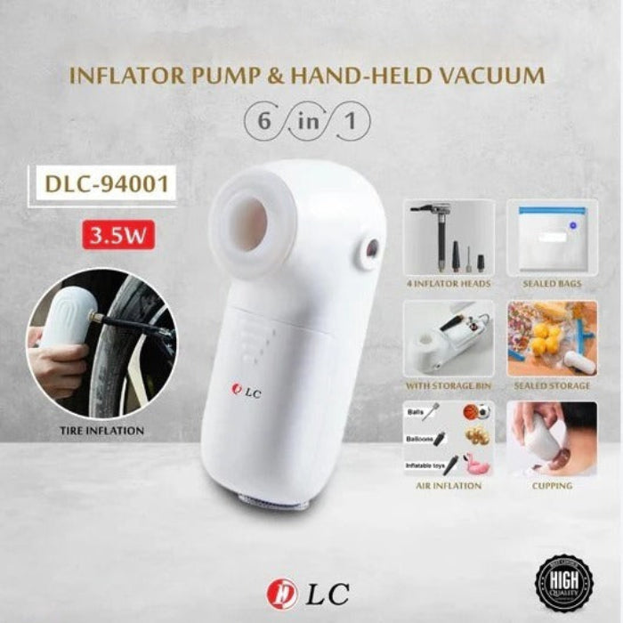 DLC 6-in-1 Inflator Pump & Handheld Vacuum.