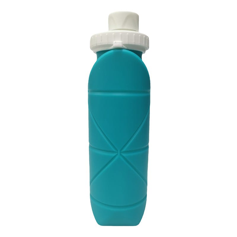Dark Green Foldable Silicone Travel Water Bottle.