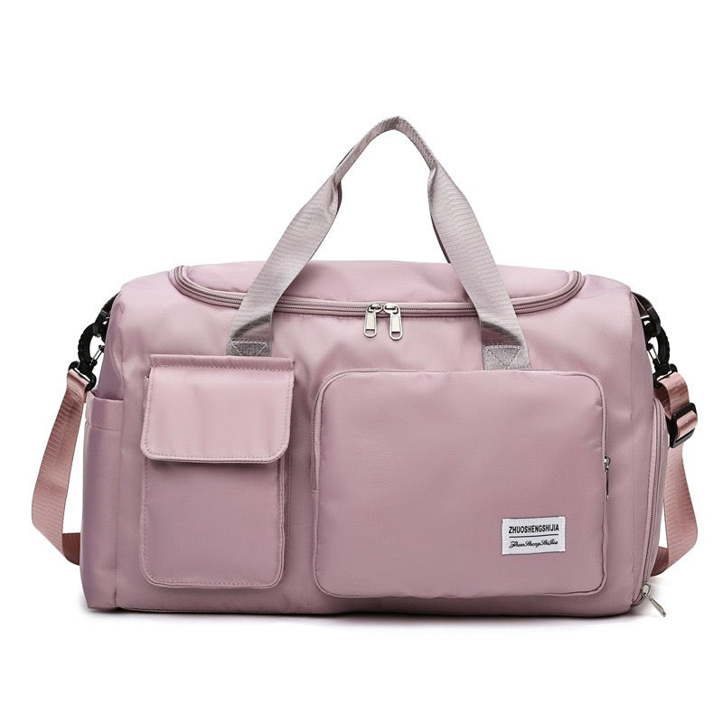 Dark Pink Multi-Pocket Travel Duffle Luggage Bag.