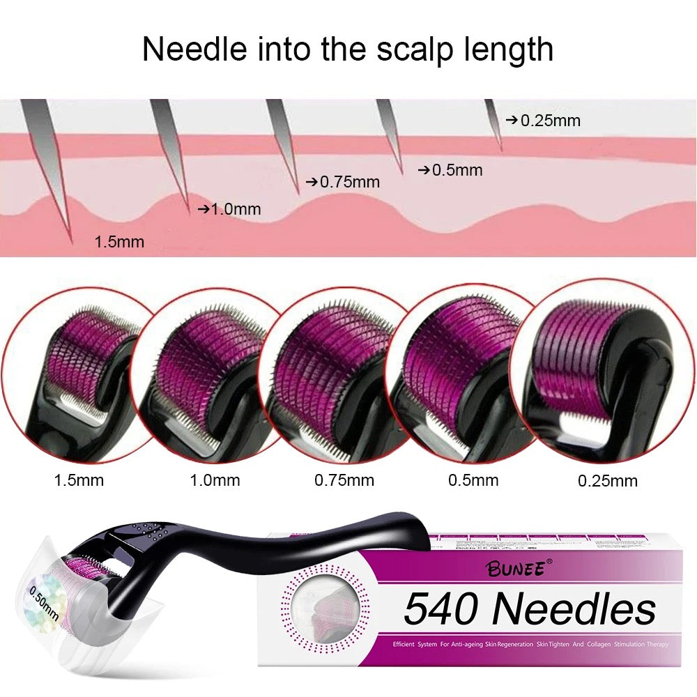 Derma Roller, Needle Roller - Anti-Ageing System with 540 Needles 0.50mm For Skin Hair