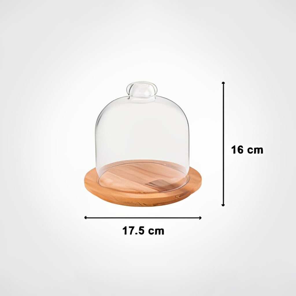 Desert Dome with Wooden Base, Mini Glass Cake Display Stand Desert Dome with Wooden Base, Mini Glass Cake Display Stand