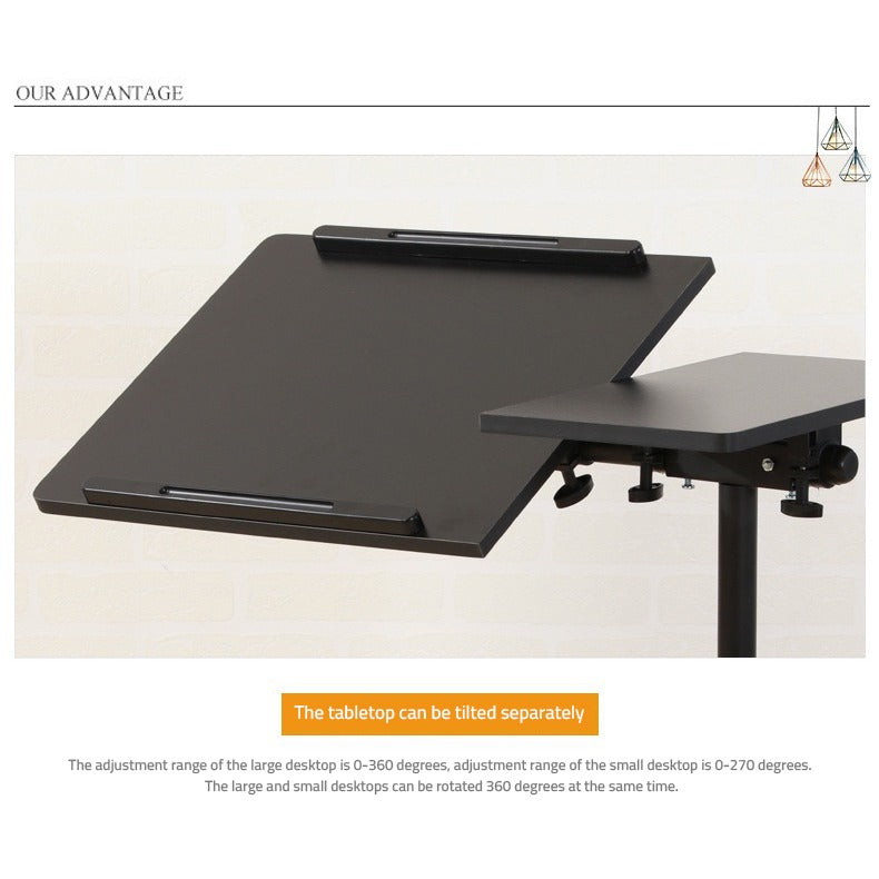 Adjustable Overbed Laptop Stand Table - Tiltable and Rotating Computer
