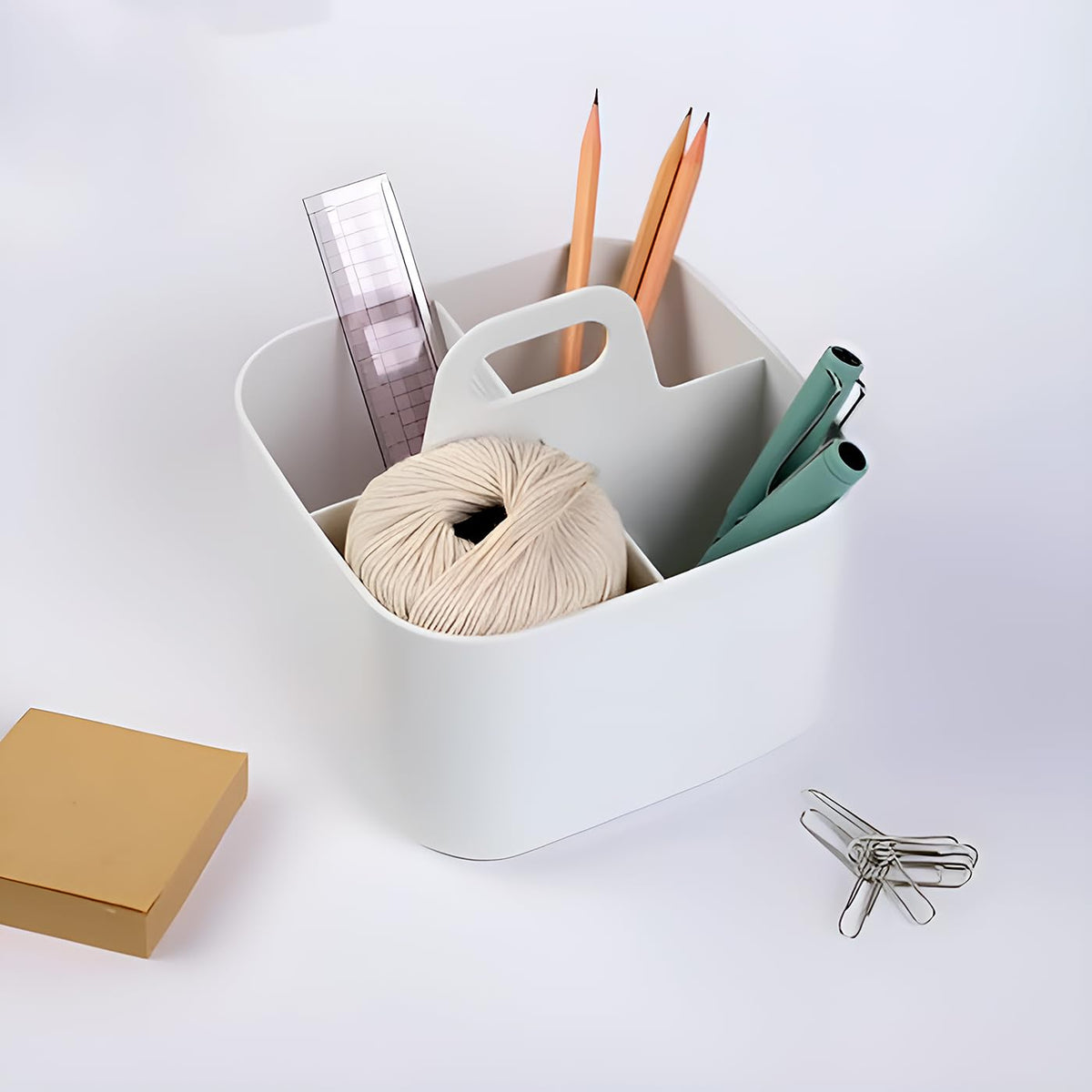 A Desk Organizer is Organized with stationaries.