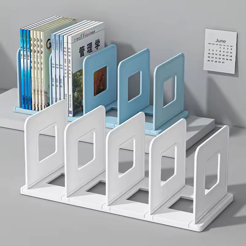 Books are Organized in a Desktop Book Organizer Shelf Stand.