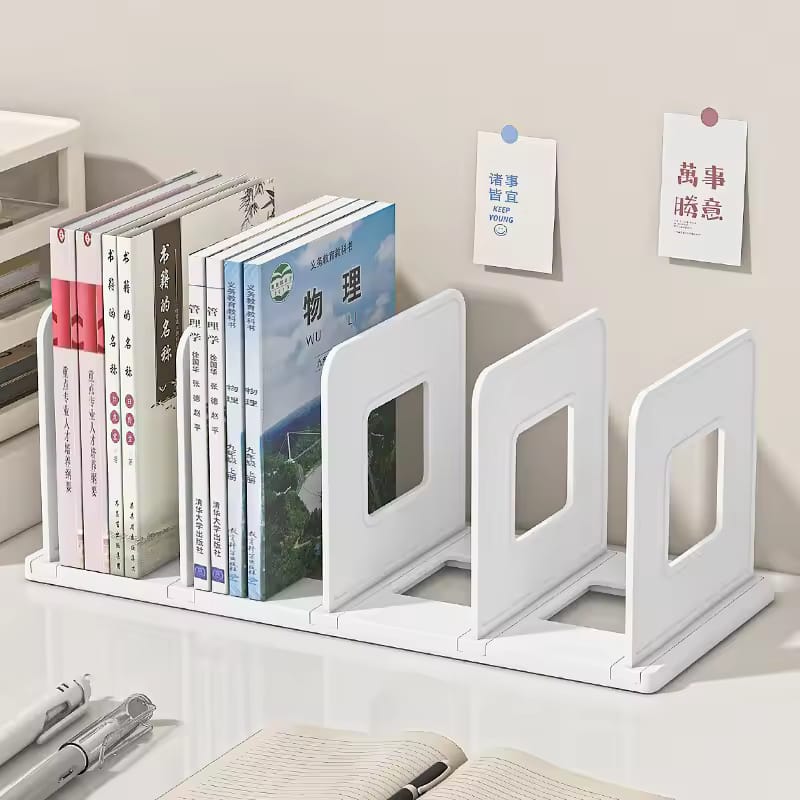 Books are Organized in a Desktop Book Organizer Shelf Stand.