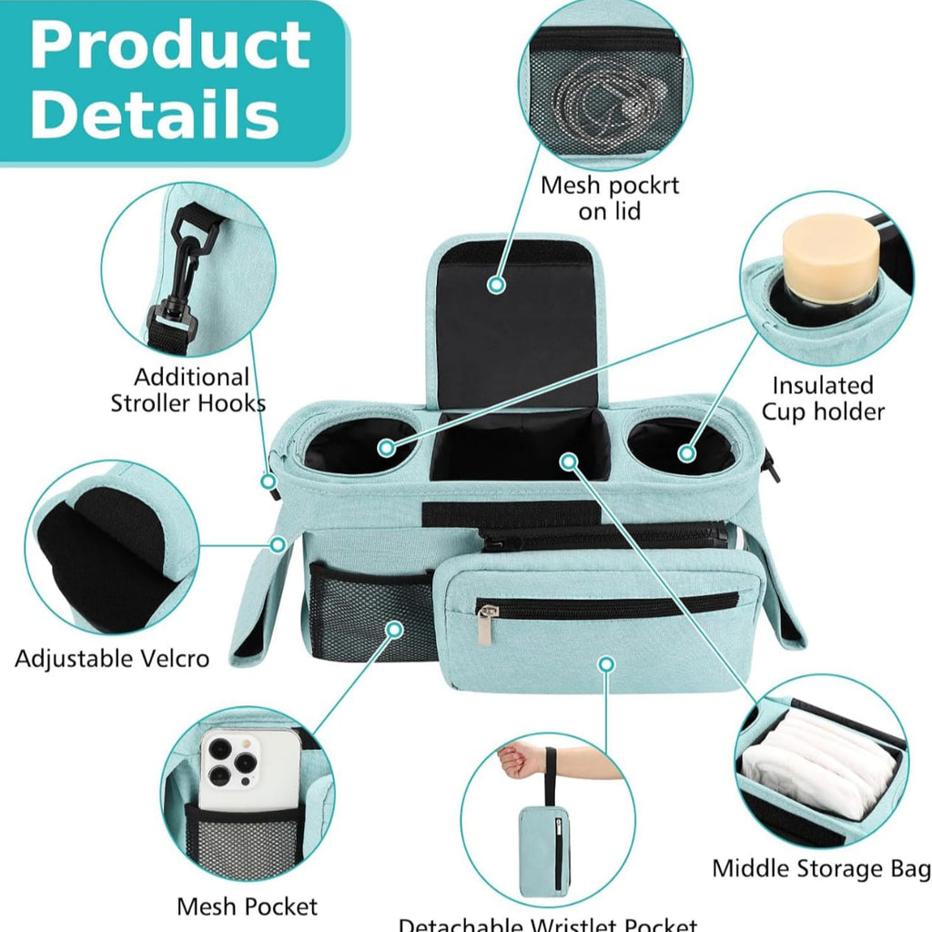 Stroller Organizer Bag, Stroller Storage Bag with Shoulder Strap Stroller Organizer Bag, Stroller Storage Bag with Shoulder Strap