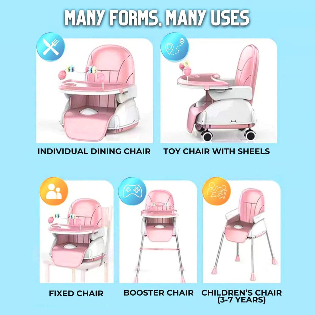 Different Modes Of Baby Feeding High Chair.