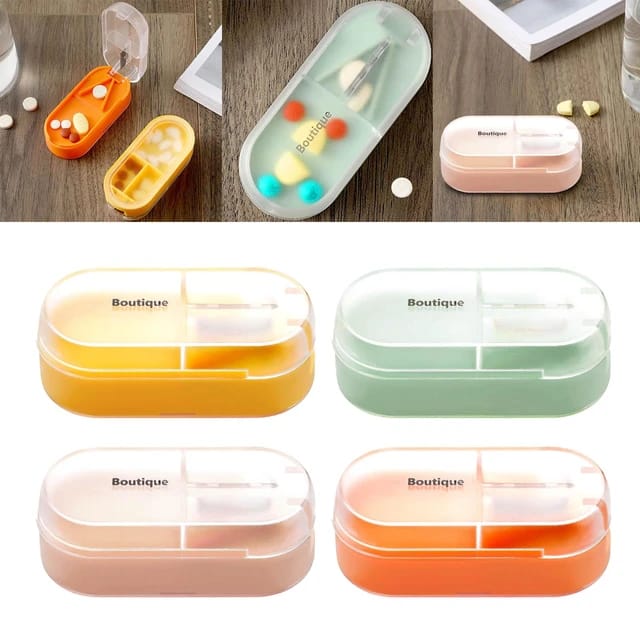 Tablet Pill Cutter Box, Medicine Storage Box Compartment Splitter With Blades For Travel Tablet Pill Cutter Box, Medicine Storage Box Compartment Splitter With Blades For Travel