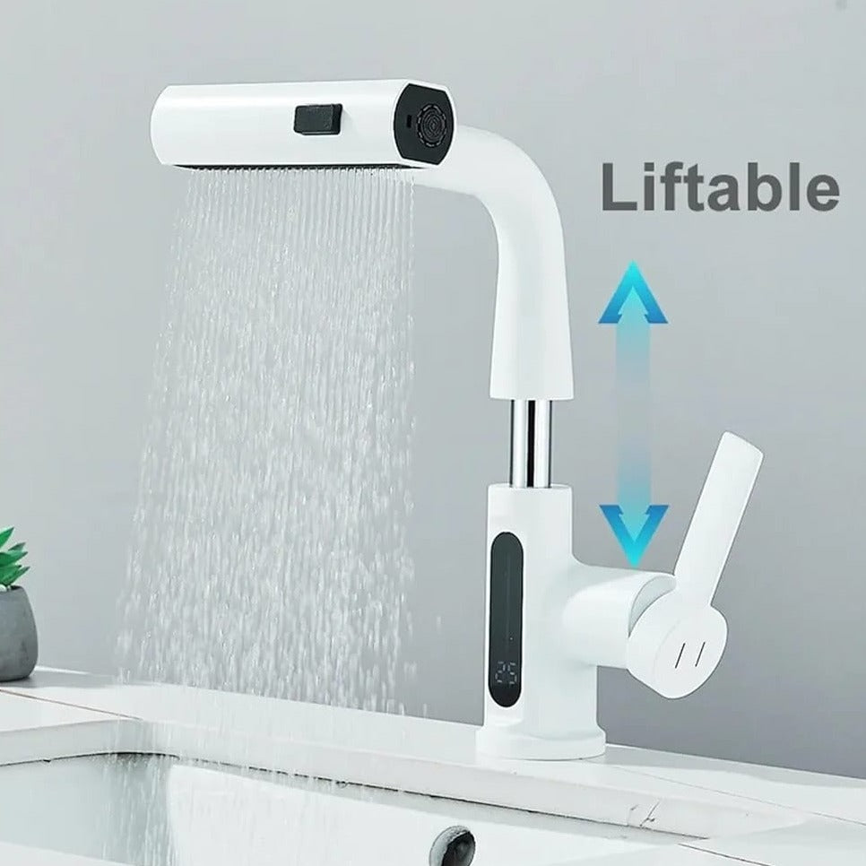 Digital Display Pull Type Kitchen Faucet, Waterfall Bathroom Basin Hot And Cold Mixer Tap Digital Display Pull Type Kitchen Faucet, Waterfall Bathroom Basin Hot And Cold Mixer Tap