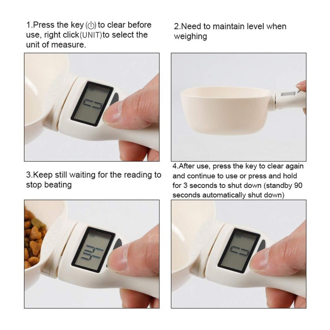 A Person is demonstrating the working of Digital Measuring Spoon Scale.
