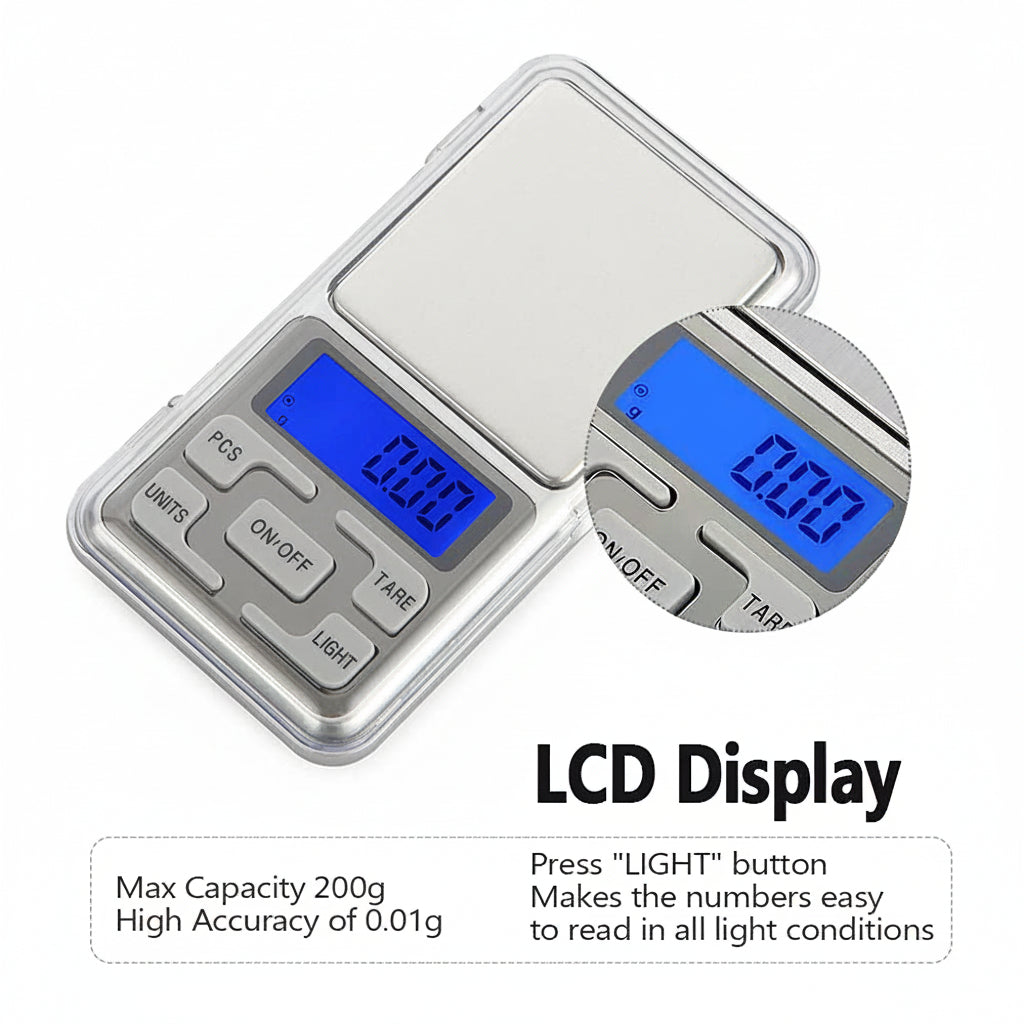 Digital Pocket Scale 200g x 0.01g Precision Mini Weighing Scale with LCD Display Digital Pocket Scale 200g x 0.01g Precision Mini Weighing Scale with LCD Display