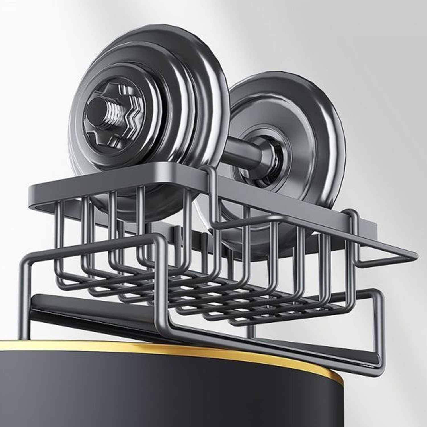 A close-up view of the Rustproof Stainless Steel Sink Organizer Rack