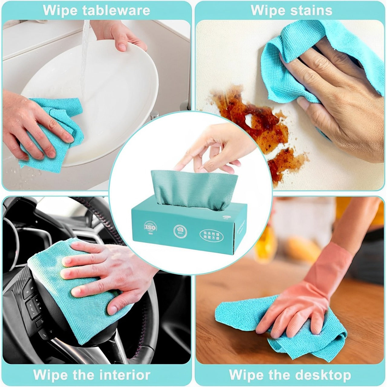 usage of Reusable Microfiber Cloth Water Oil Absorbent Dish Cloth Towel