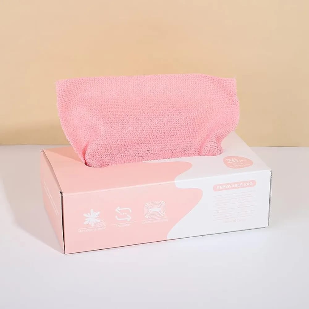 Reusable Microfiber Cloth Water Oil Absorbent Dish Cloth Towel with box in Pink color