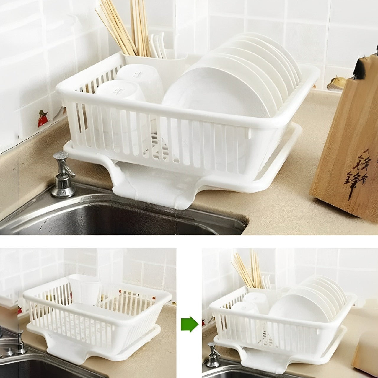 Dish Drainer Rack is Arranged on the Side of Sink.