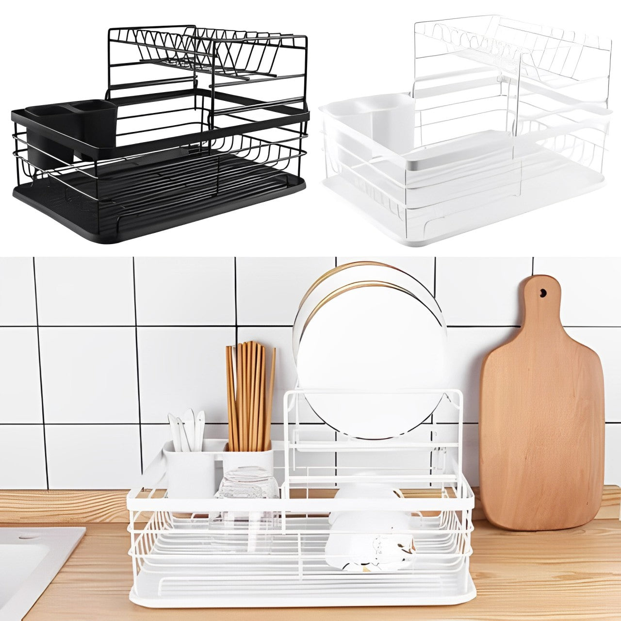 Dish Drying Rack Placed On Countertop.