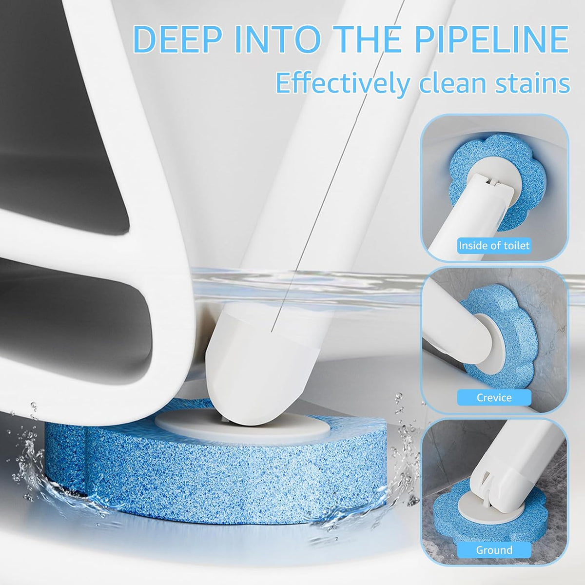 Disposable Head Toilet Cleaning Brush with Long Handle is used to clean multiple areas.