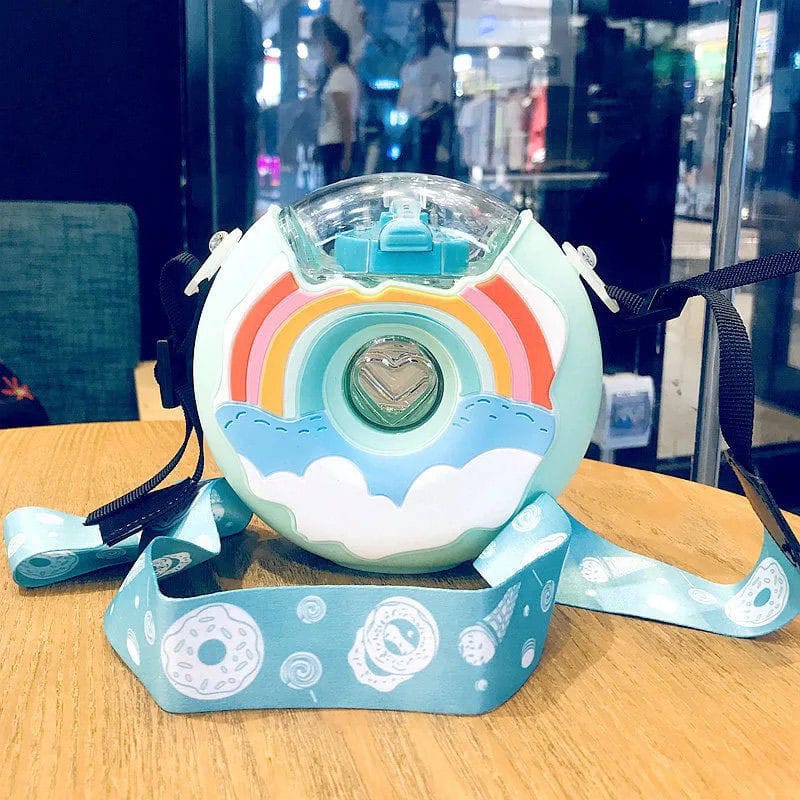 Donut-Shaped Kids Drinking Bottle With Straw, Water Bottle For School, Kindergarten Donut-Shaped Kids Drinking Bottle With Straw, Water Bottle For School, Kindergarten
