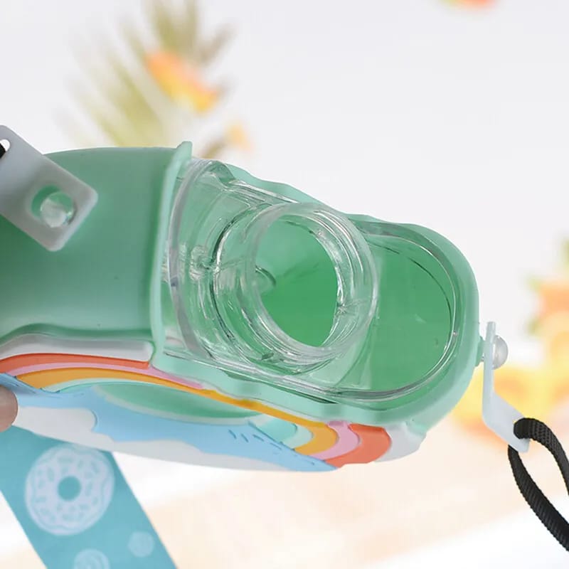 Donut-Shaped Kids Drinking Bottle With Straw, Water Bottle For School, Kindergarten Donut-Shaped Kids Drinking Bottle With Straw, Water Bottle For School, Kindergarten