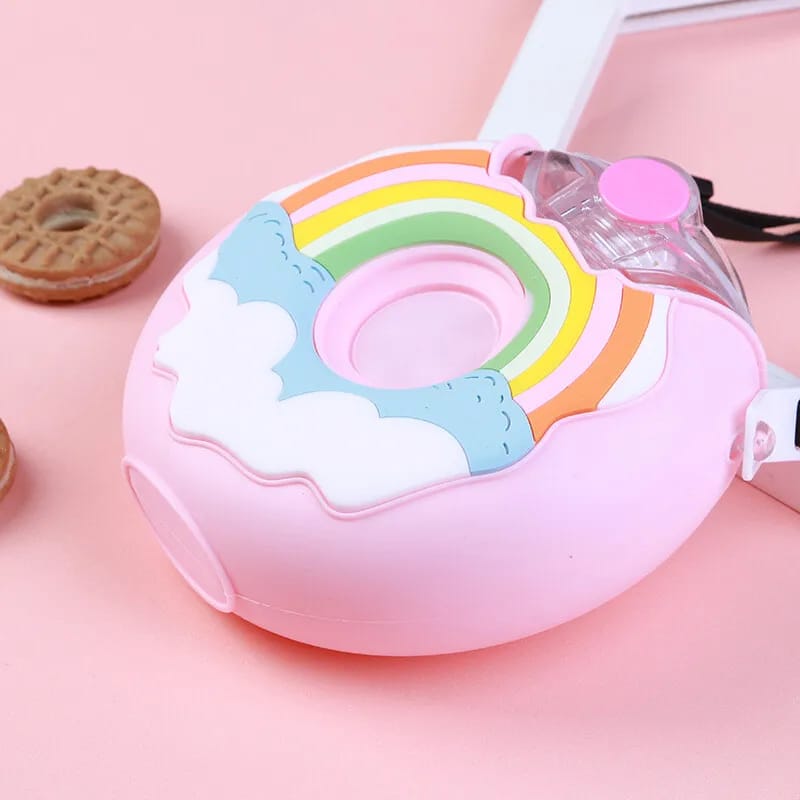 Donut-Shaped Kids Drinking Bottle With Straw, Water Bottle For School, Kindergarten Donut-Shaped Kids Drinking Bottle With Straw, Water Bottle For School, Kindergarten