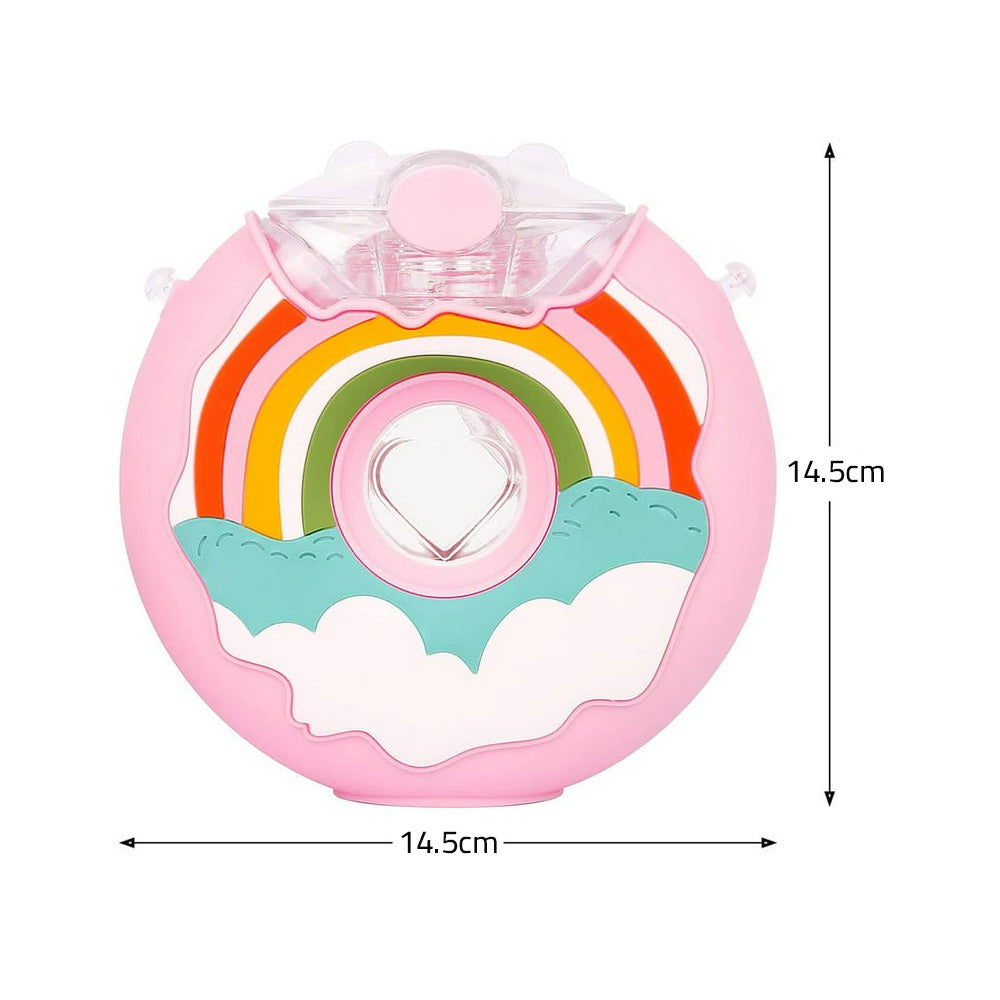 Donut-Shaped Kids Drinking Bottle With Straw, Water Bottle For School, Kindergarten Donut-Shaped Kids Drinking Bottle With Straw, Water Bottle For School, Kindergarten