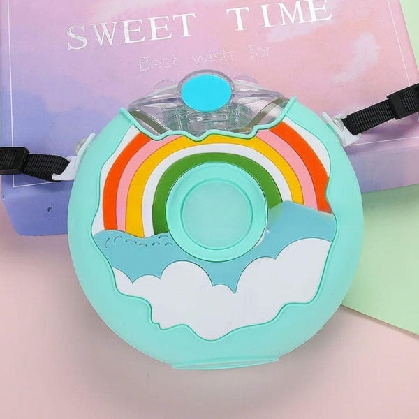 Donut-Shaped Kids Drinking Bottle With Straw, Water Bottle For School, Kindergarten Donut-Shaped Kids Drinking Bottle With Straw, Water Bottle For School, Kindergarten