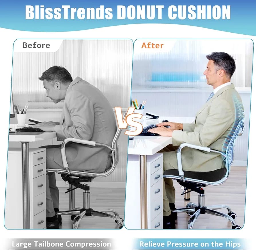 Comparing with using and without using the Donut Pillow Seat Cushion