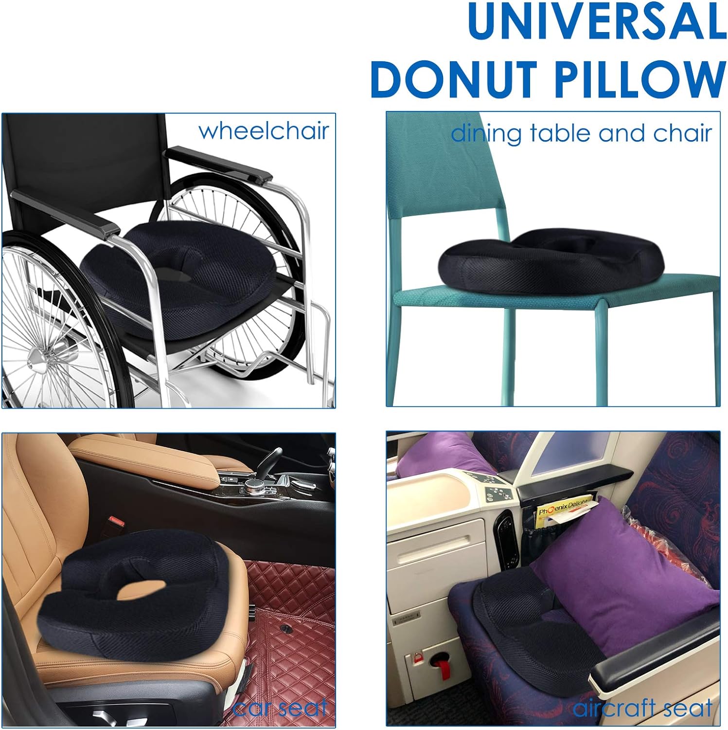Different applications of the Donut Pillow Seat Cushion.