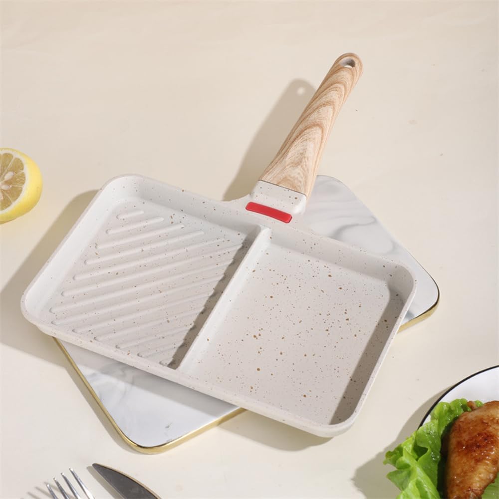 Double-Hole Frying Pan, Non-Stick Dual Section Breakfast Grill Pan for Eggs, Steak & Daily Cooking Double-Hole Frying Pan, Non-Stick Dual Section Breakfast Grill Pan for Eggs, Steak & Daily Cooking