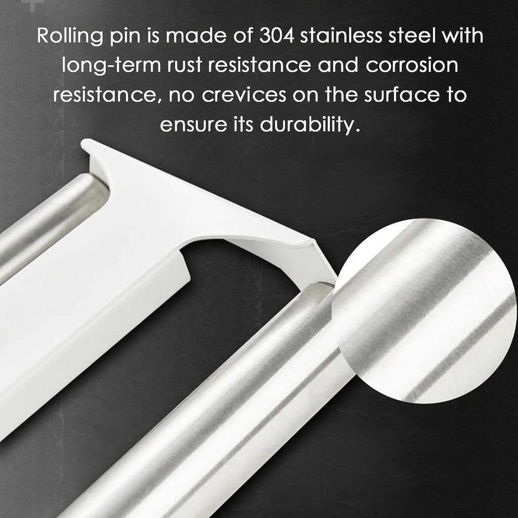 Double-Sided Stainless Steel Dough Roller for Baking, Dumplings, Chapati Double-Sided Stainless Steel Dough Roller for Baking, Dumplings, Chapati