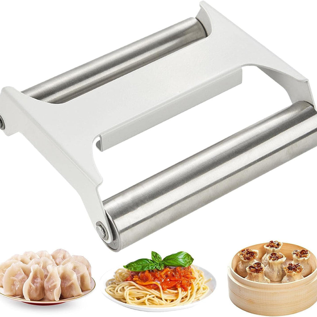 Double-Sided Stainless Steel Dough Roller for Baking, Dumplings, Chapati Double-Sided Stainless Steel Dough Roller for Baking, Dumplings, Chapati