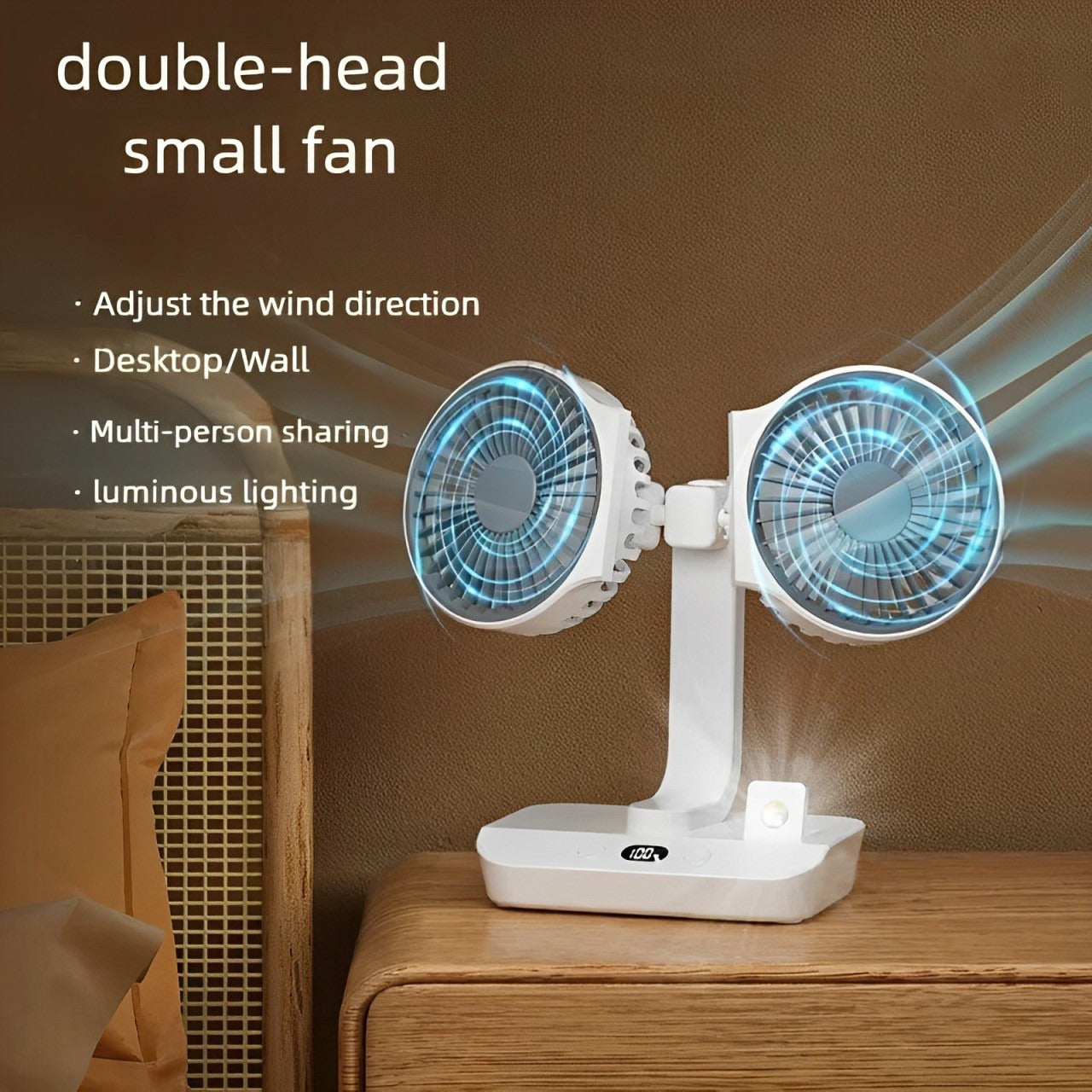 Double Headed Desktop Wall Mounted Fan.