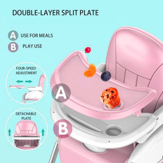 Double Layer Split Plate Of Baby Feeding High Chair.