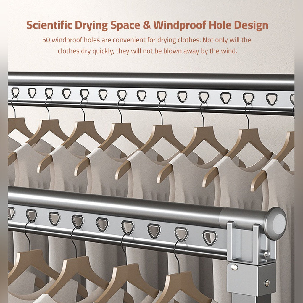 Double Rod Cloth Drying Stand, Movable Garment Display Stand For Home Double Rod Cloth Drying Stand, Movable Garment Display Stand For Home