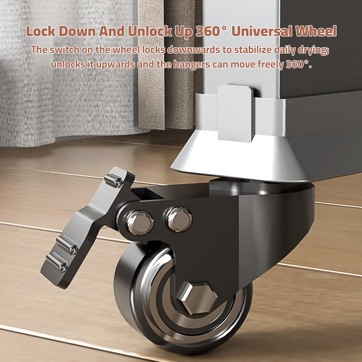 Wheel Of Double Rod Cloth Drying Stand.