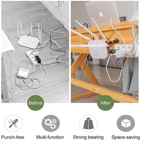 Extension Cord is Hanged On the Table Side Using Double Sided Adhesive Wall Hook Hanger Strip.