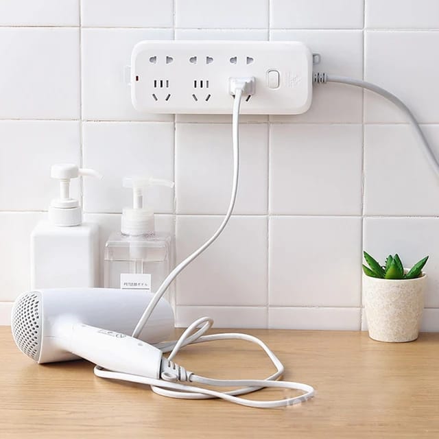 Extension Cord is Hanged On the Wall Using Double Sided Adhesive Wall Hook Hanger Strip.