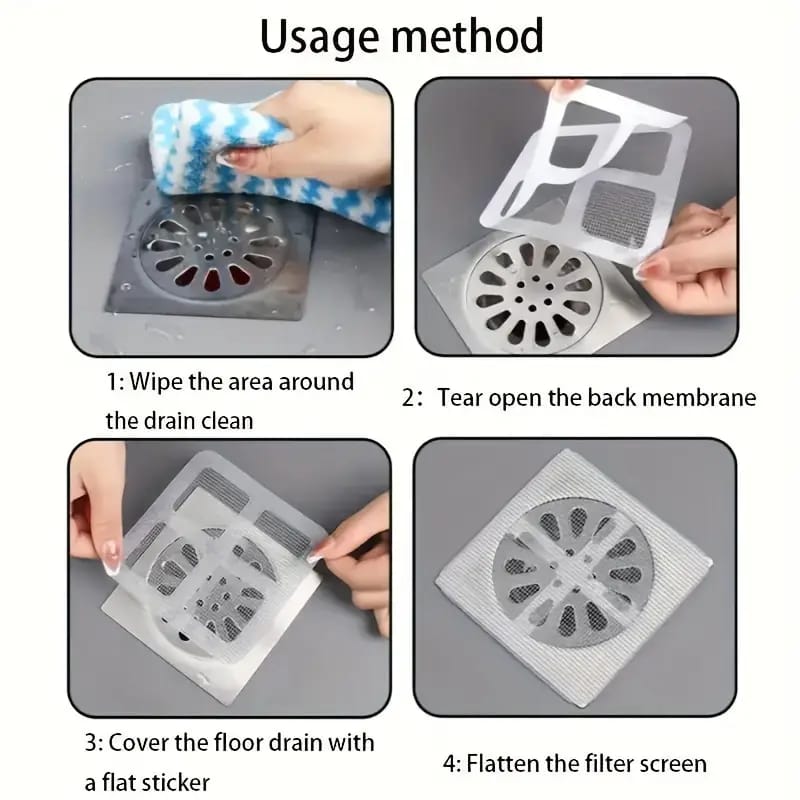 Usage Method Of Drain Hair Catcher Mesh Sticker.