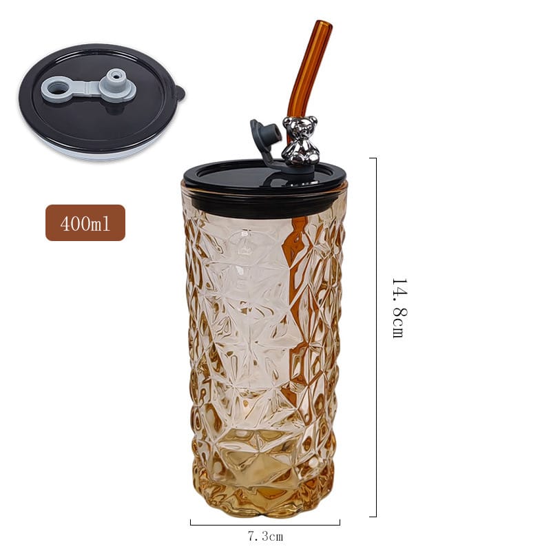 Size Of Drinking Glass Tumbler With Straw and Lid.