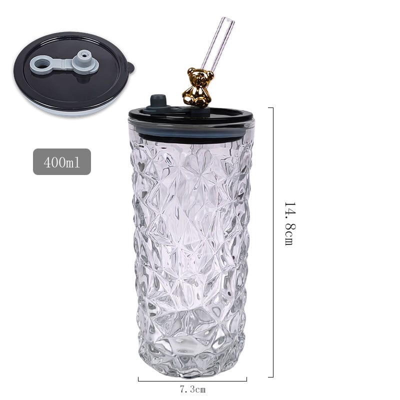 Size Of Drinking Glass Tumbler With Straw and Lid.
