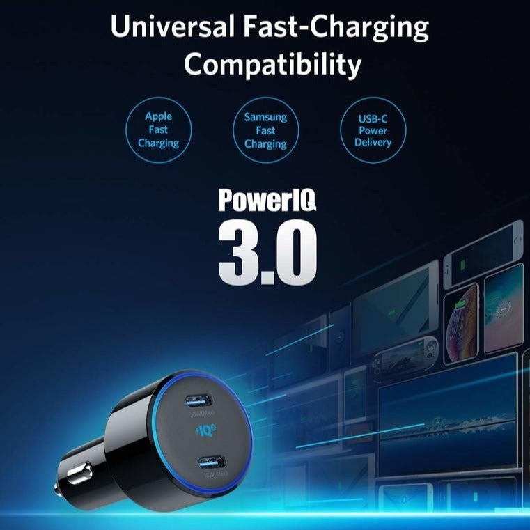 Duo 48W Car Charger With 2 USB-C PowerIQ 3.0 Ports