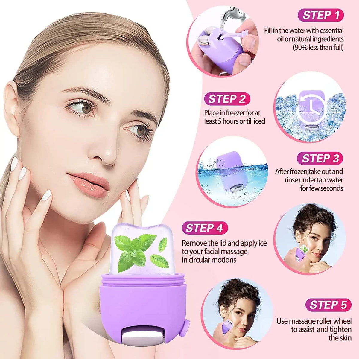 Steps in Using  Dual Ice Facial Roller.