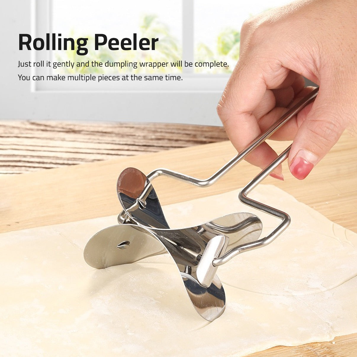 A Person is Cutting Dough Using Stainless Steel Dumpling Wrapper Maker.